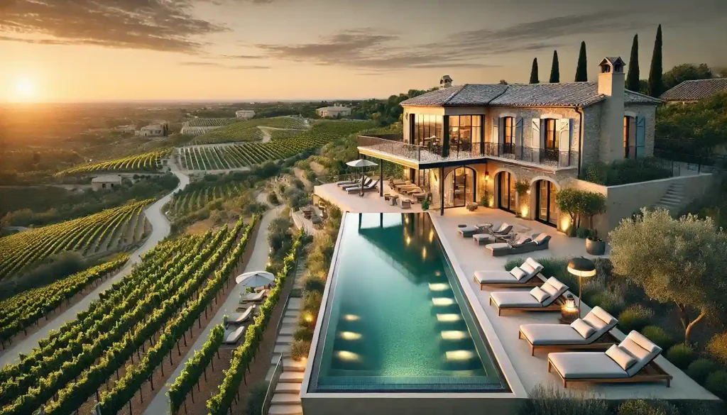 Luxury villa with infinity pool in Provence – A stunning private villa with an infinity pool overlooking vineyards.